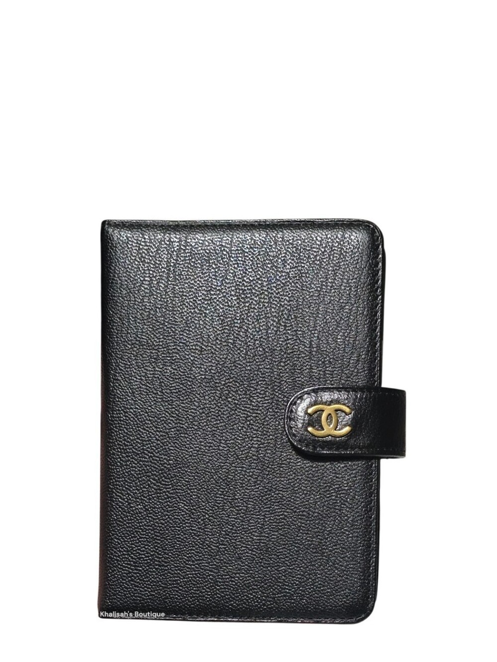 Like New!!! RARE!!! Chanel Classic CC Logo Clasp Black MM Agenda Authentic